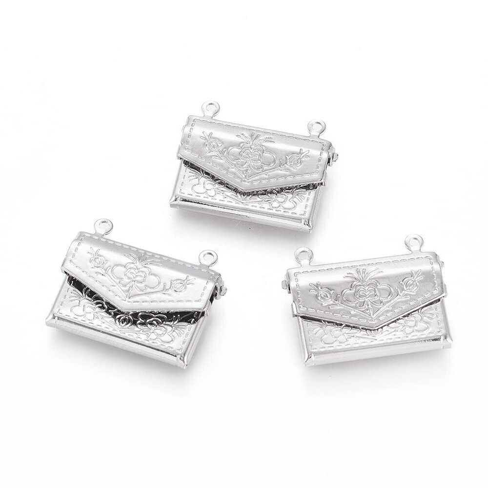 2233 20 pcs Platinum Color Bag Theme Brass Locket Charms Lovely Photo Frame